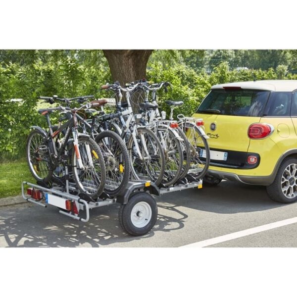Remorque porte-vélos 6 places MOTTEZ A356S avec rangement bagages – robuste et anti-corrosion