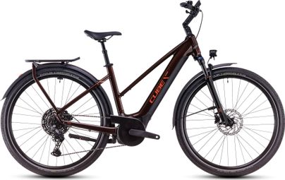 VTC Électrique Cube Touring Hybrid Pro 625 Trapeze Shimano Cues 11V 625 Wh 700 mm Marron Orange Cinnamon 2025